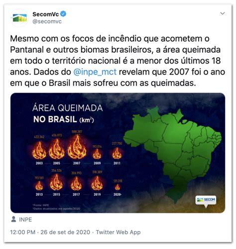 Secom Divulga Informa O Incorreta Sobre Queimadas No Brasil Em