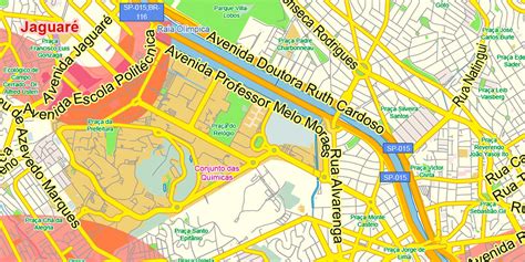 Sao Paulo San Paulo Brazil Map Vector Exact City Plan Low Detailed ...