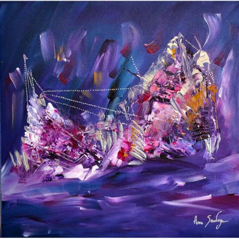 Tableau Abstrait Moderne Violet Mauve Au Couteau Nuit Pourpre