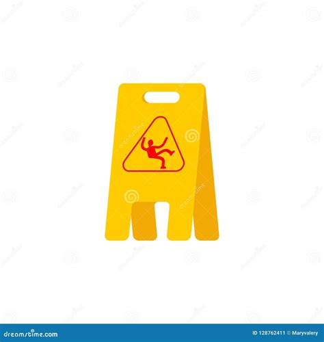 Wet Floor Yellow Sign With Falling Person Pictogram Man Slipping