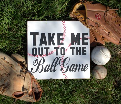 Take Me Out To The Ball Game Hand Painted Wood Sign Baseball