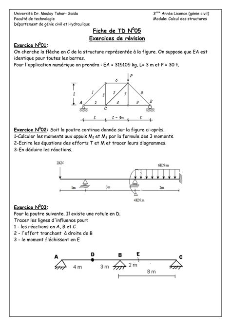 Solution Exercices De R Vision Calcul Des Structure L Studypool