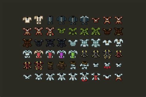 Rpg Armor Icons Pixel Art Pack