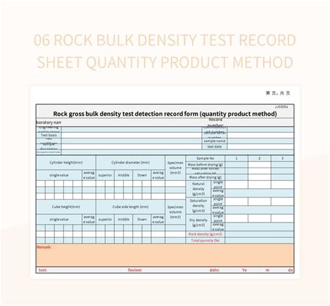 06 Rock Bulk Density Test Record Sheet Quantity Product Method Excel ...