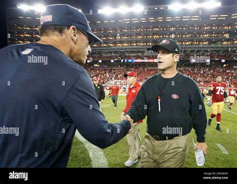 Chicago Bears Head Coach Marc Trestman Left Shakes Hands With San