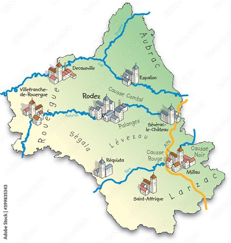 Carte Du D Partement De L Aveyron Stock Vector Adobe Stock