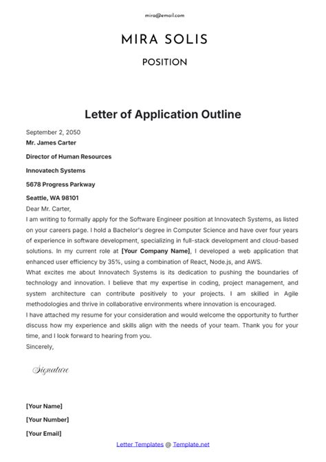 Free Letter Of Application Outline Template Edit Online And Download