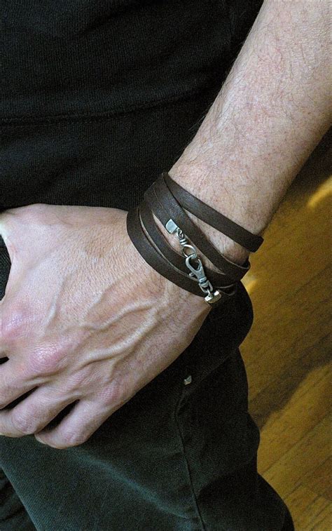 Mens Rustic Deerskin Leather Wrap Bracelet