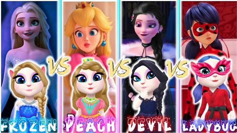 My Talking Angela Cosplay Princess Peach Vs Frozen Queen Elsa Vs