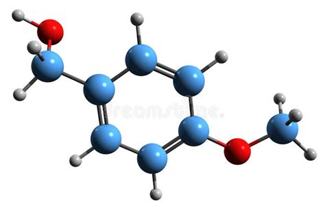 3d Image Of Anisyl Alcohol Skeletal Formula Stock Illustration