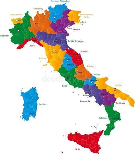 El Mapa Detallado De La Italia Con Las Regiones O Estados Y Ciudades