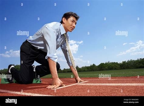 Businessman Running Track Stock Photo Alamy