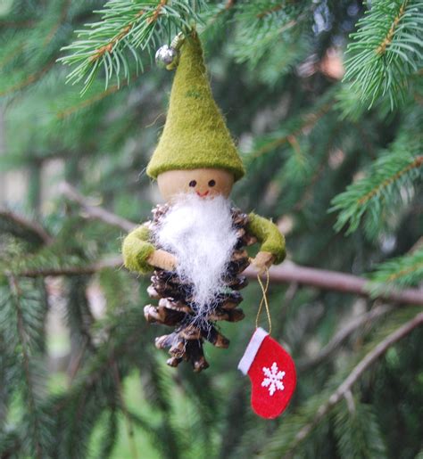 Pinecone Gnome With Christmas Stocking Christmas Ornaments Christmas