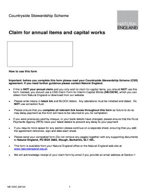 Fillable Online Naturalengland Org Countryside Stewardship Scheme Claim