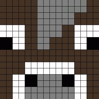 Minecraft Cow Face 16x16 Perler Bead Pattern | Bead Sprites | Characters Fuse Bead Patterns