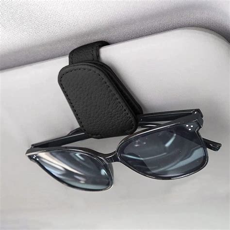 Non Square Sunglasses Holders For Car Visor Magnetic Leather