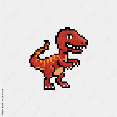 Pixel art 8 bit cartoon T Rex Tyrannosaurus dinosaur character Stock ...