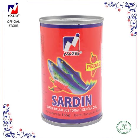 NAZRI Sardin Dalam Sos Tomato Dengan Cili 155g NAZRI Sardines In