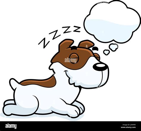 A Cartoon Illustration Of A Jack Russell Terrier Sleeping And Dreaming Stock Vector Image And Art