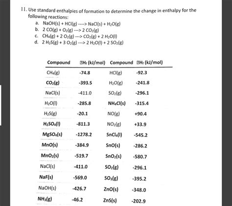 Solved Use Standard Enthalpies Of Formation To Determine Chegg