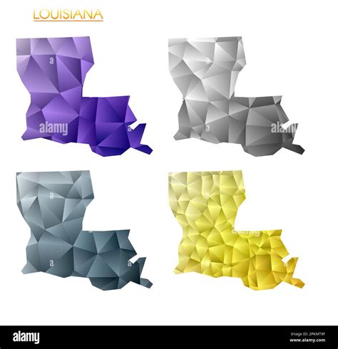 Set Of Vector Polygonal Maps Of Louisiana Bright Gradient Map Of Us