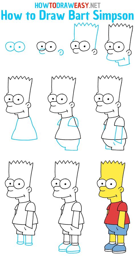 How to Draw Bart Simpson Step by Step | Bart simpson drawing, Simpsons drawings, Easy cartoon ...