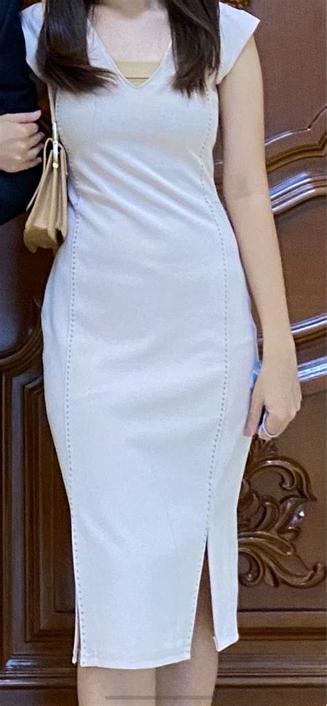 Bodycon Nude Pink Dress Women S Fashion Dresses Sets Dresses On Carousell