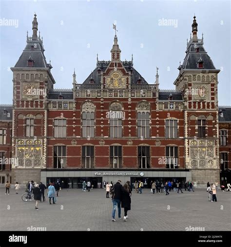 Architectural Detail Of The Amsterdam Central Station A Major