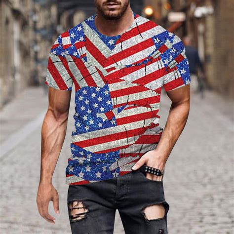 8qida Fourth Of July Men T Shirts Casual Summers Independence Day Youth