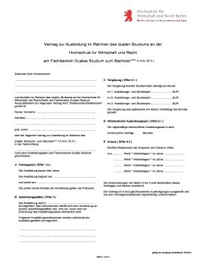 Fillable Online Ausbildungsvertrag Hwr Berlin Fax Email Print Pdffiller