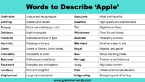 Adjectives Words To Describe An Apple GrammarVocab