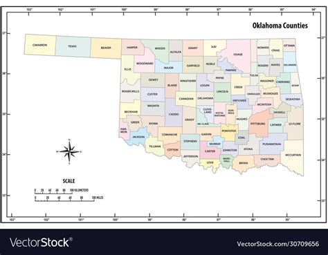 Oklahoma state outline administrative map Vector Image