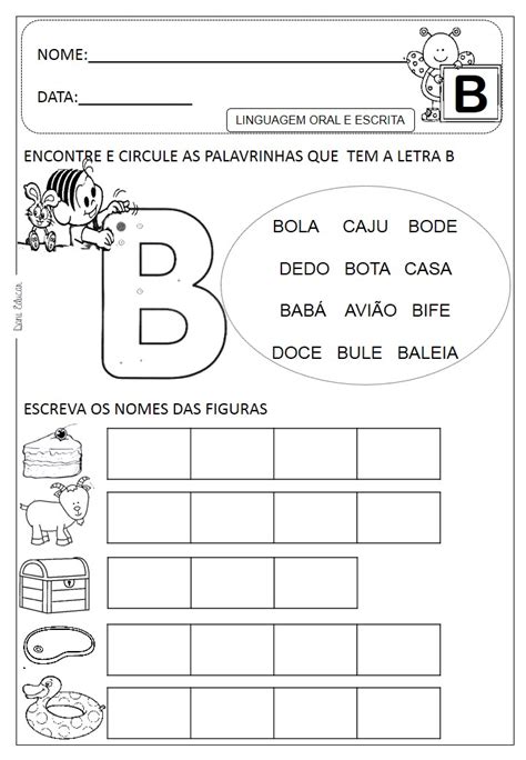 Atividades De Alfabetização Letra B Dani Educar