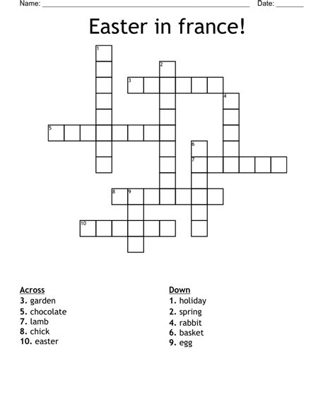 Easter In France Crossword WordMint