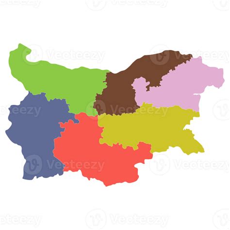 Bulgaria Map Map Of Bulgaria In Six Mains Regions In Multicolor