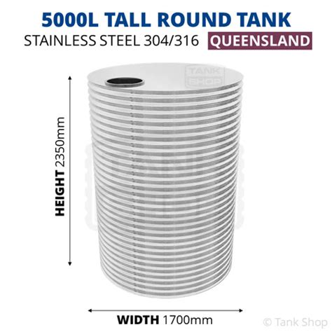 5000 Tall Litre Round Stainless Steel Water Tank Grade 304 Or 316