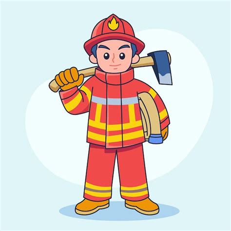 Free Vector | Hand drawn firefighter cartoon illustration