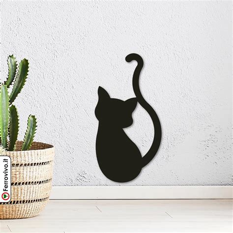 Chat Assis D Coration Murale Ferrovivo Silhouette Chat M Tal