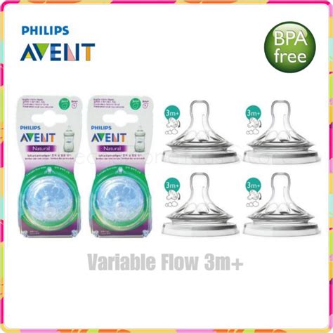 Philips Avent Natural Teat Nipple Puting Botol Variable Flow Teat 3m