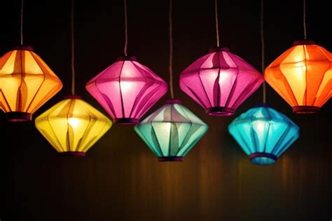 Premium Photo | Colorful diwali paper lanterns on a string