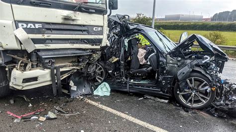 Bmw Driver Survives Being Crushed Between 2 Semitrucks Fox News