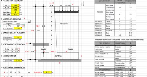 Plantilla Excel Para Calculo De Muro E Contencion