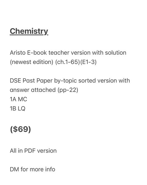 DSE Chem Aristo Teacher Edition With Solution DSE By Topic By