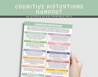 Cognitive Distortions Handout Educational Therapy Aid And Tool Etsy