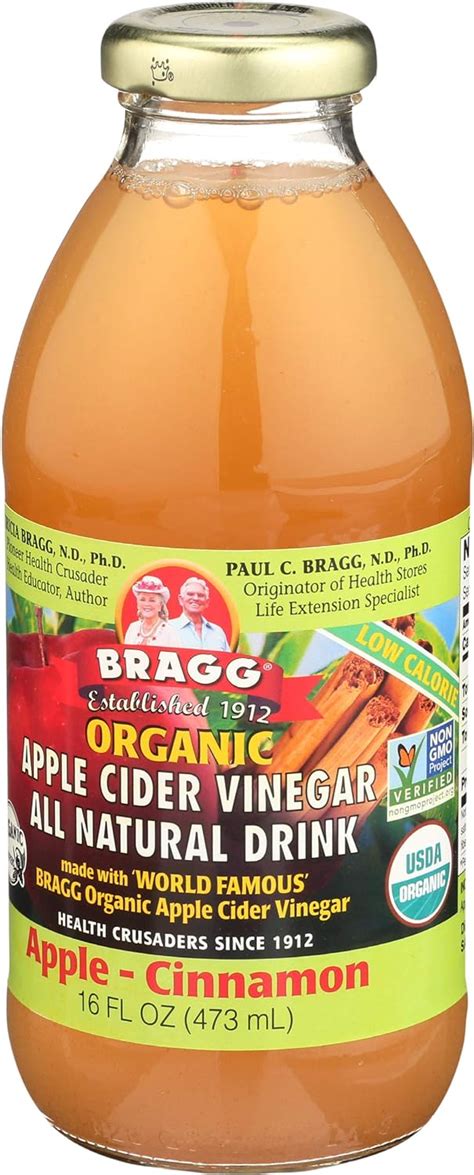 Bragg Apple Cider Vinegar Drink Organic Apple Cinnamon 16 Oz