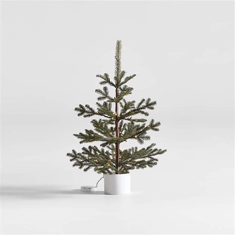 Faux Potted Pine Pre Lit Led Christmas Tree With White Lights