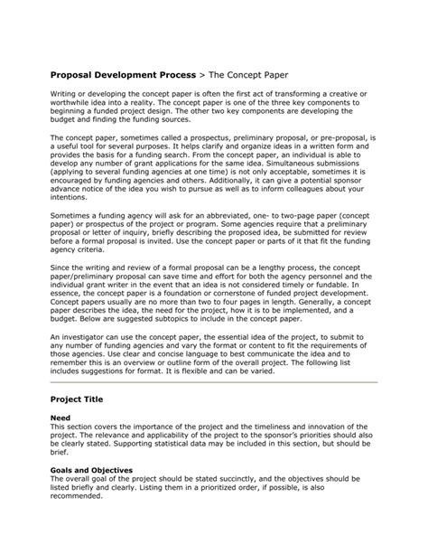 Proposal Development Process > The Concept Paper With Regard To Concept Note Template For ...