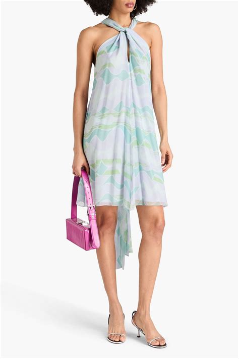 Emporio Armani Printed Silk Chiffon Halterneck Mini Dress The Outnet