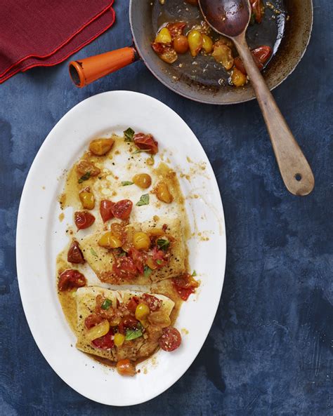 Pan Seared Halibut With Cherry Tomatoes Basil Once Upon A Chef