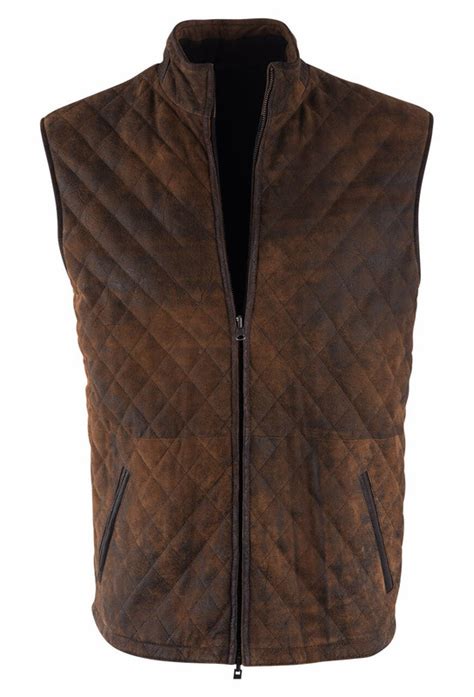 Madison Creek Distressed Brown Wasatch Quilted Reversible Vest Pinto